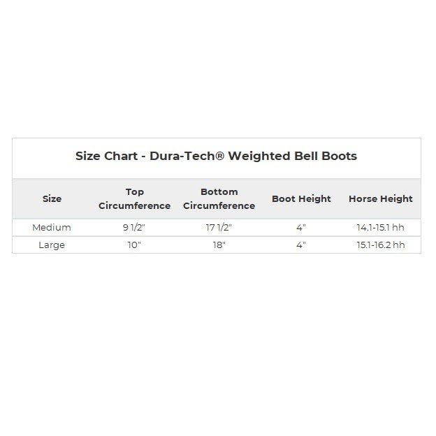 Dura-Tech Weighted Bell Boots for Horses | Removable 5 oz. Lead Weights | Smooth Rubber Protection | Double Hook & Loop Closure